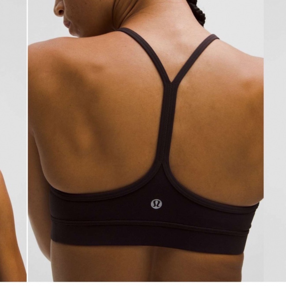 Lululemon Flow Y Sports Bra Women 12 Espresso Nulu Racerback Yoga Athleisure Gym